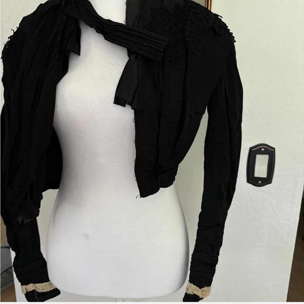 Antique Edwardian Black Cropped Jacket - image 7